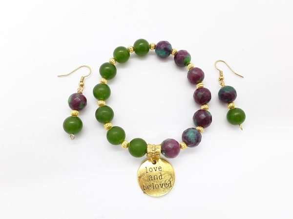 Quartized Jade and Green Jade Bracelet