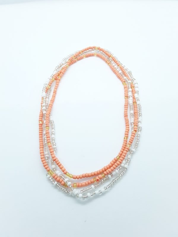 Coral Gold and White Waistbeads