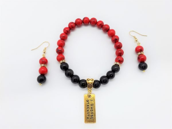 Red Howlite and Tourmaline Bracelet