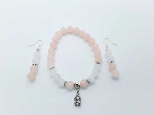 Pink and White Jade Bracelet