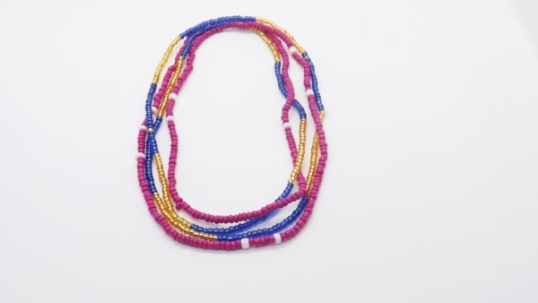 Blue Gold and Pink Waistbeads