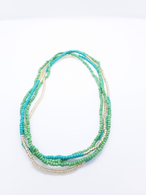 Green White and Turquoise Waist Beads