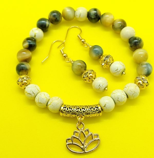 Yellow Tiger's Eye and Gold Howlite