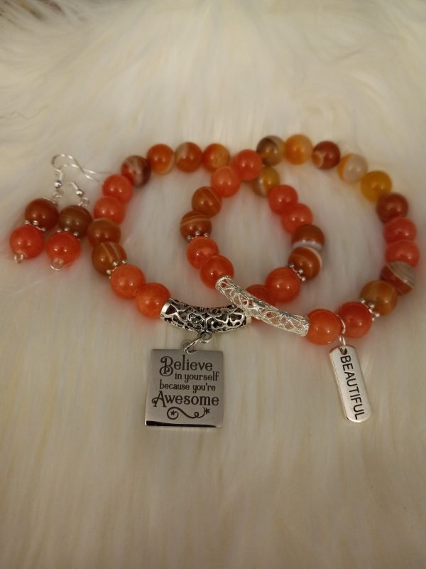 Banded Orange Agate Bracelets